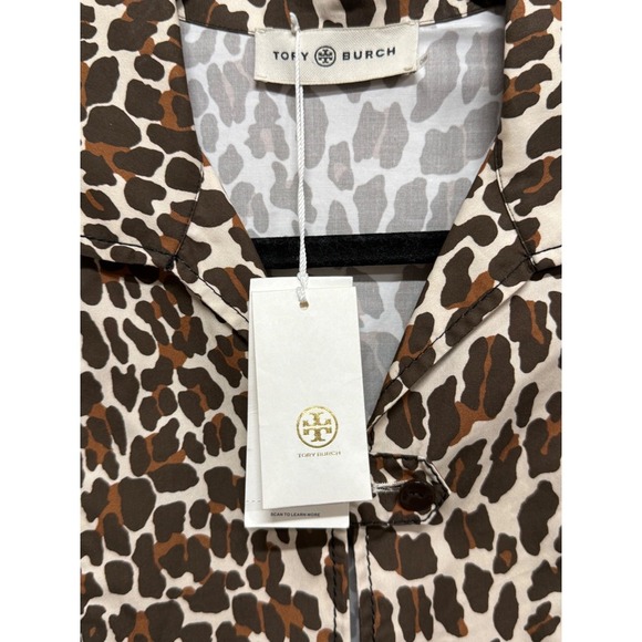Tory Burch NWT Reva Leopard Shirt Dress Animal Print Pockets Mini Dress Size 6 - Picture 11 of 11